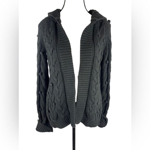 White + Warren Women’s Dark Gray Cotton/Acrylic Blend Cardigan W/ Hoodie Size: S - Picture 1 of 8